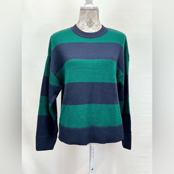 DIVIDED by H&M Navy and green stripe crew neck sweater size XS - Picture 7 of 11